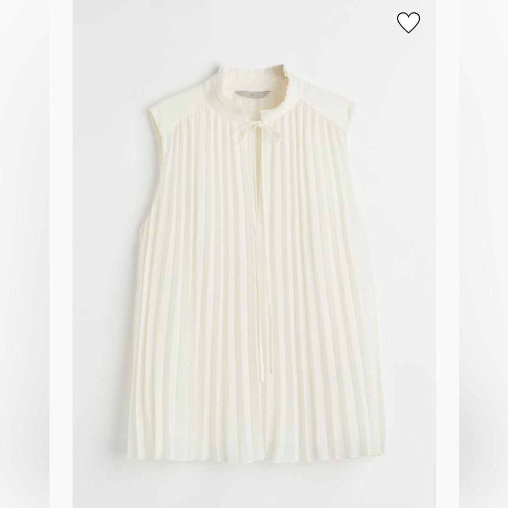 H&M White Pleated Blouse NWT